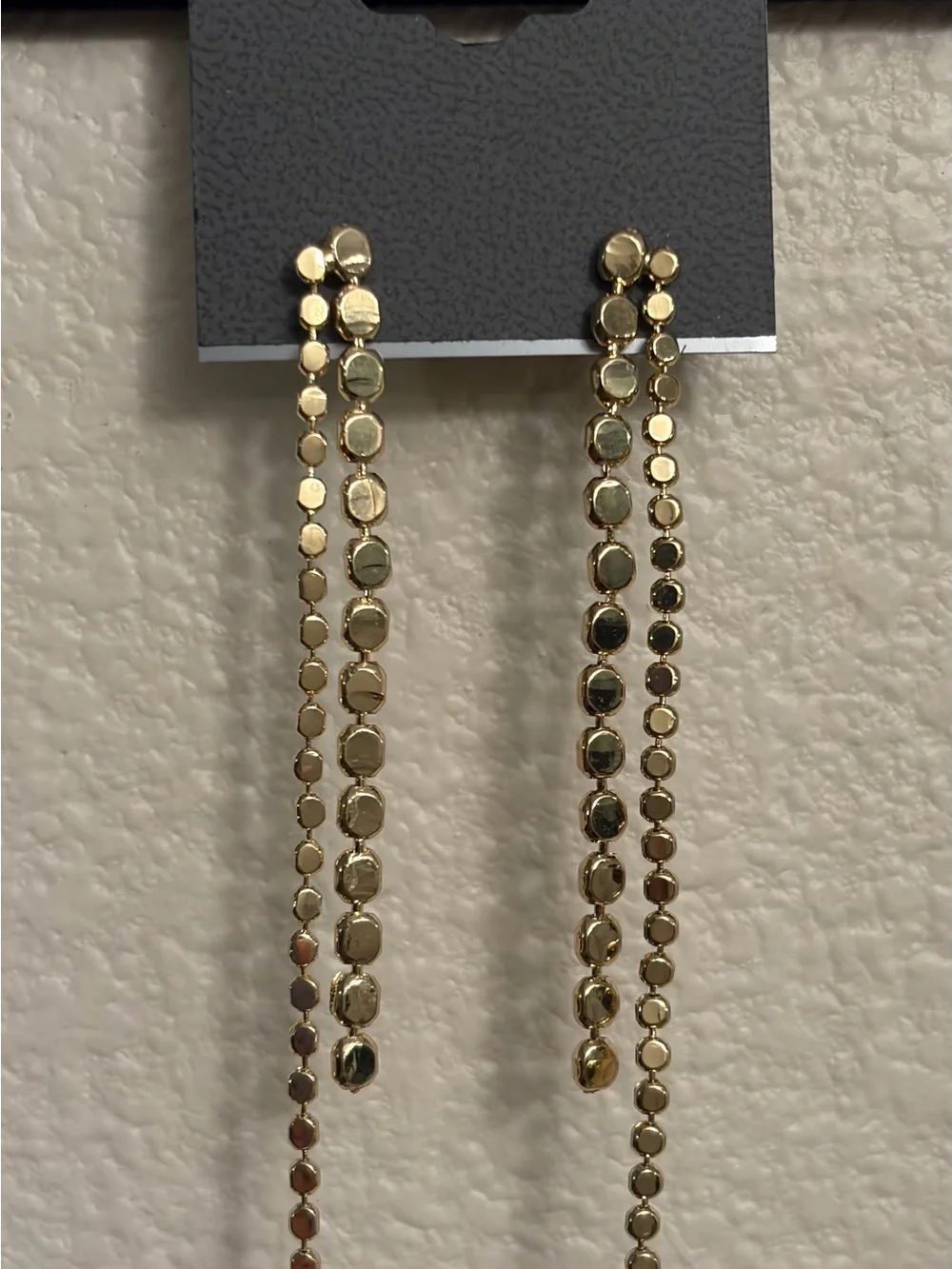 Express Shiny Gold Long Disc Drop Earrings